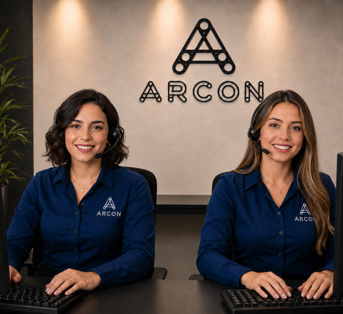 Equipe de atendimento ARCON com headsets